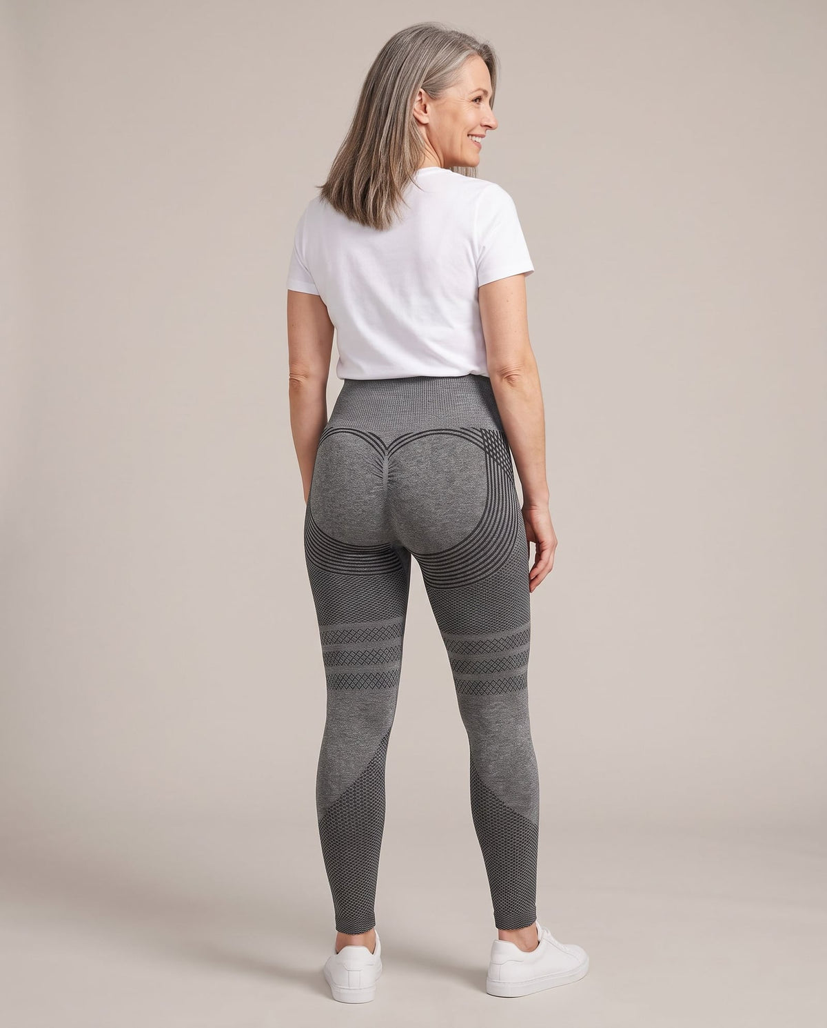 Back view of the CelluFit Sculpt Legging with heart-shaped contour lines